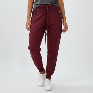 Suzy D London Joggers Medium Burgundy Zip Pocket Drawstring Casual Pants